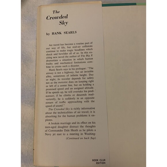 The Crowded Sky by Hank Searls VTG 1960. Hardcover w Dust Jacket. Good Cond. - Picture 5 of 5